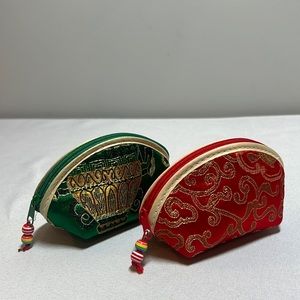 NEW Embroidered Zipper Coin Purse / Jewelry Bag Pack of 2